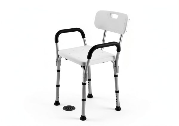 Shower Chair Drive Medical Height Bath Seat with Padded Arms White-1