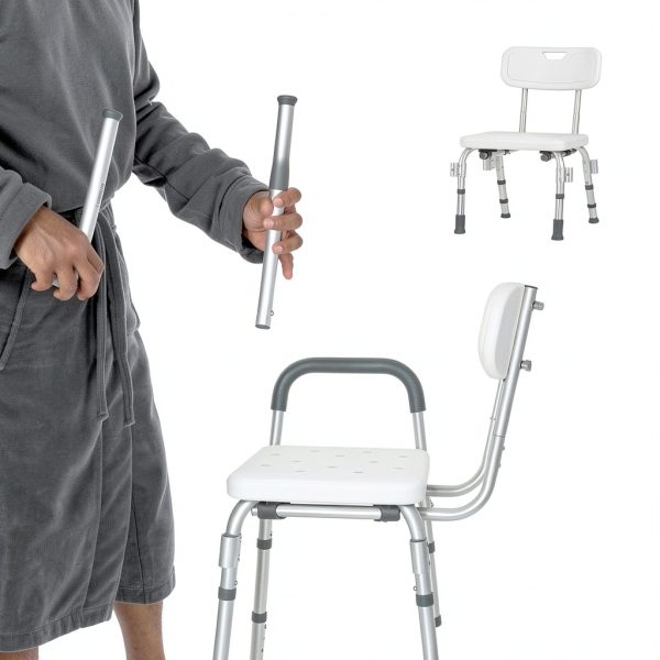 Shower Chair Drive Medical Height Bath Seat with Padded Arms White-6