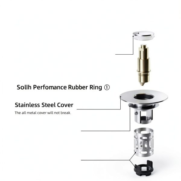 Bathroom Sink Drain Strainer Hibbent 3-in-1 Pop-Up Stopper Chrome-7