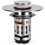 Bathroom Sink Drain Strainer Hibbent 3-in-1 Pop-Up Stopper Chrome-0