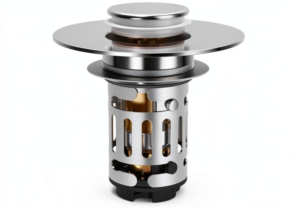 Bathroom Sink Drain Strainer Hibbent 3-in-1 Pop-Up Stopper Chrome-0