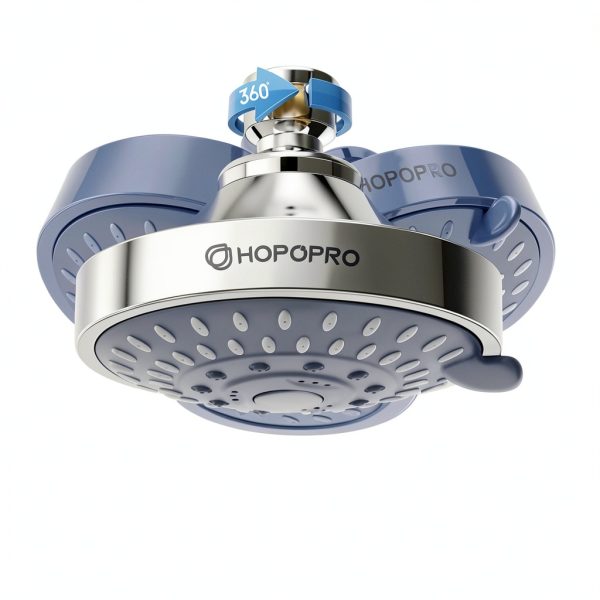 High Pressure Shower Head HOPOPRO 4" Chrome Fixed 5-Mode High Flow-3