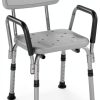 Shower Chair Drive Medical Height Bath Seat with Padded Arms White-0