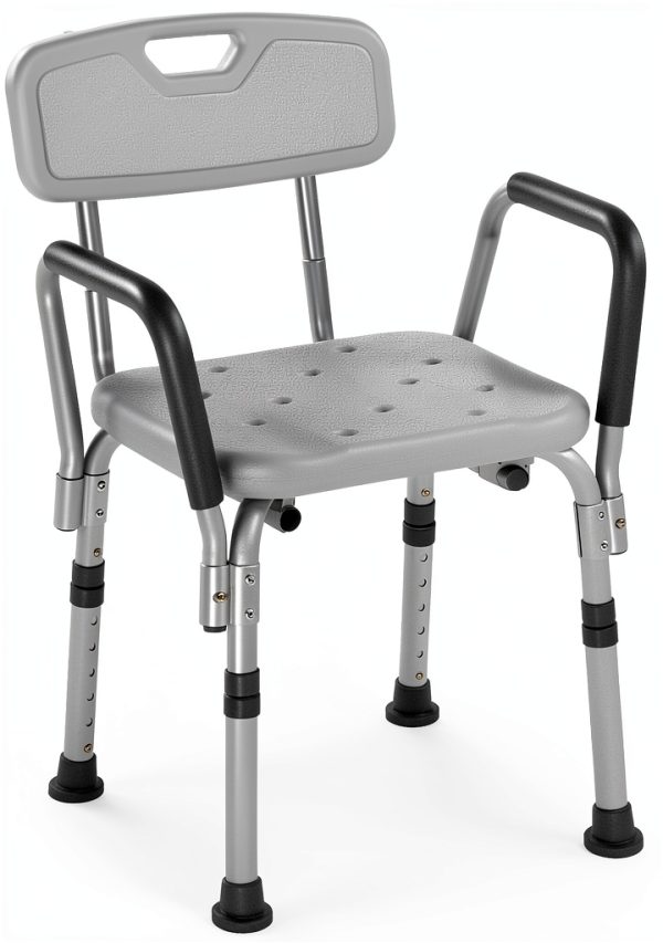 Shower Chair Drive Medical Height Bath Seat with Padded Arms White-0