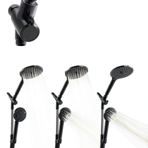 MakeFit Dual Filtered Rain Shower Head Combo Handheld Matte Black-4
