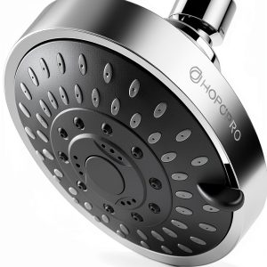 High Pressure Shower Head HOPOPRO 4" Chrome Fixed 5-Mode High Flow-0