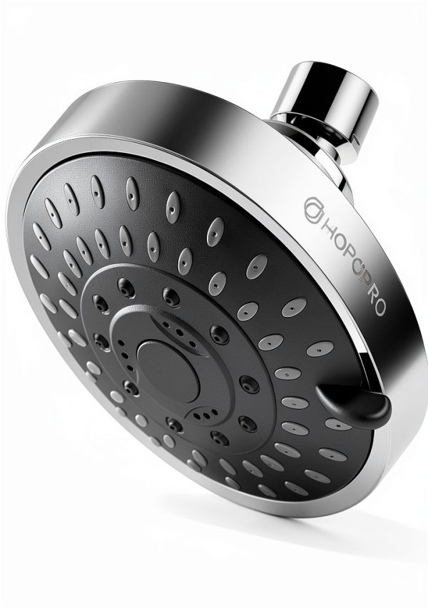 High Pressure Shower Head HOPOPRO 4" Chrome Fixed 5-Mode High Flow-0