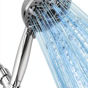 Shower Head 6 Setting Handheld by JDO Chrome 4.7in 59in Hose-0