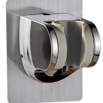 Shower Head Holder GwengKB Adhesive Wall Mount Adjustable Silver-0